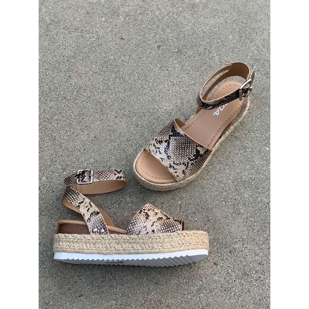 Soda Topic Python Ankle Strap Espadrilles Sandals